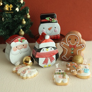 Chuffed&gt; กล่องดีบุกคุกกี้ ช็อคโกแลต รูปมนุษย์หิมะ ขนมปังขิง ต้นคริสต์มาส เพนกวิน ซานต้าคลอส