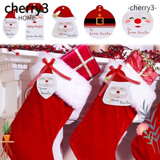 Cherry3 ป้ายแท็กที่คั่นหนังสือ ลายการ์ตูนซานตาคลอส คริสต์มาส สร้างสรรค์ สําหรับแขวนตกแต่ง 100 ชิ้น