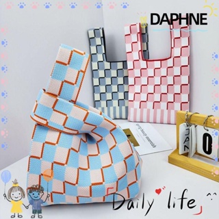 Daphne กระเป๋าถือ ทรงโท้ท ผ้าถักนิตติ้ง ความจุขนาดใหญ่ แฮนด์เมด สําหรับผู้หญิง