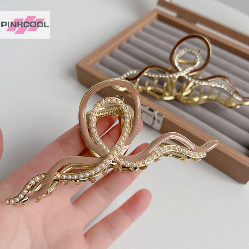 pinkcool-กิ๊บติดผมหางม้า-โลหะ-ทรงเรขาคณิต-หรูหรา-เครื่องประดับแฟชั่น-สําหรับผู้หญิง