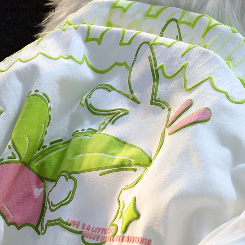 crd-เสื้อยืดลําลอง-แขนสั้น-คอกลม-พิมพ์ลายการ์ตูนกระต่าย-ทรงหลวม-แฟชั่นฤดูร้อน-สําหรับสตรี-zxh