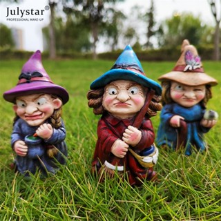 JULYSTAR 1 pcs Halloween Magic Witch ประติมากรรมเรซิ่นหัตถกรรมเครื่องประดับฮาโลวีนตกแต่งบ้าน