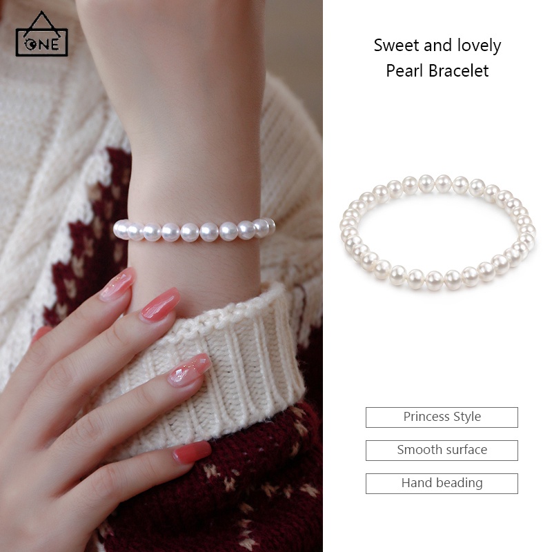 COD❤️1บาทสร้อยข้อมือลูกปัดมุกหรูหราแฟชั่นสไตล์เกาหลี8มมระดับไฮเอนด์เครื่องประดับเข้ากับทุกการแต่งกายของขวัญขายส่ง-a.one