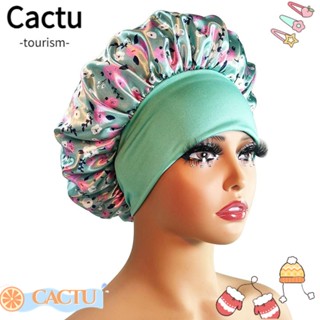 Cactu หมวกซาติน ซาติน หมวกคีโม่ ขอบห่อ กลางคืน หมวกนอน บ้าน ผ้าไหม ที่คาดผม สุภาพสตรี คลุมผม ดูแลเส้นผม ยางยืด หมวกผู้หญิง เด็กผู้หญิง