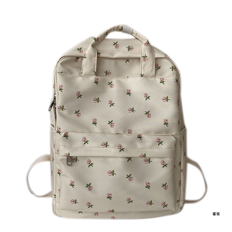 กระเป๋าเป้สะพายหลัง-กระเป๋านักเรียน-พิมพ์ลายดอกไม้-สไตล์เกาหลี-สําหรับผู้หญิง