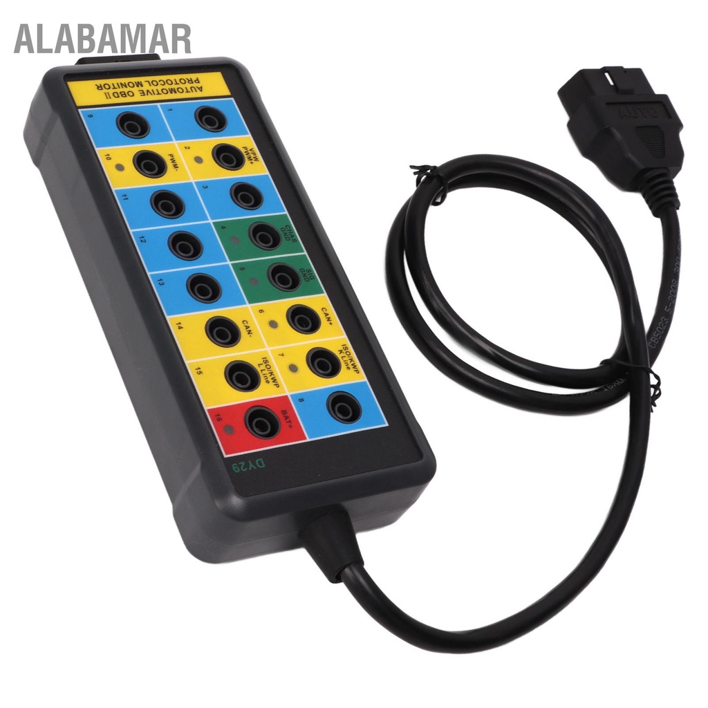 alabamar-เครื่องตรวจจับโปรโตคอล-obdii-16-ขาตรวจจับได้อย่างรวดเร็วเข้าถึงสัญญาณการตรวจสอบได้อย่างง่ายดายกล่องฝ่าวงล้อม