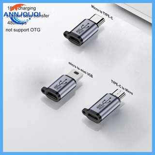 Ann อะแดปเตอร์แปลง TypeC เป็น Micro USB 18W อะลูมิเนียมอัลลอย 480Mbps พร้อมสายคล้อง สําหรับกล้องดิจิทัล Gps