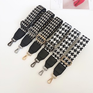 Houndstooth สายสะพายกระเป๋า สายคล้องไหล่กว้าง ปรับได้ สายสะพายกระเป๋าหนัง สายสะพายข้าง ผ้าแคนวาส