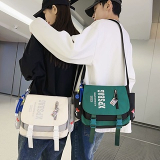 กระเป๋าสะพายไหล่ ผ้าแคนวาส ขนาดใหญ่ จุของได้เยอะ สไตล์ญี่ปุ่น สําหรับผู้ชาย นักเรียน