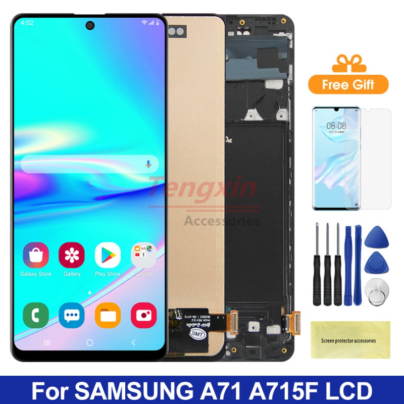 หน้าจอแสดงผลดิจิทัล-lcd-a71-พร้อมกรอบ-แบบเปลี่ยน-สําหรับ-samsung-galaxy-a71-a715-a715f-a71