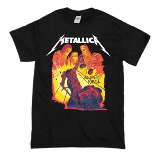 QZเสื้อยืดสีขาวเสื้อยืด พิมพ์ลาย Metallica BAND Justice For AllS-4XL