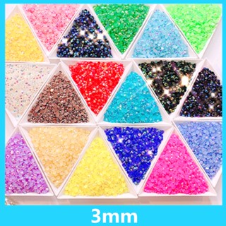 ลูกปัดคริสตัล พลอยเทียม เรซิน AB 3 มม. สําหรับตกแต่งเล็บ DIY 2000 ชิ้น