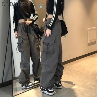 DaDuHey🎈 2023 New American Style Retro High Waist Jeans Womens Straight-Leg Trousers Loose Wide Leg Cargo Pants