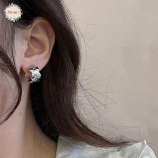 AHOUR Exaggerated Korean Style Earrings Personality Metal Ear Buckle Rhombus Hoop Earrings Women Elegant Fashion Jewelry Geometric Retro Simple Female Jewelry/Multicolor