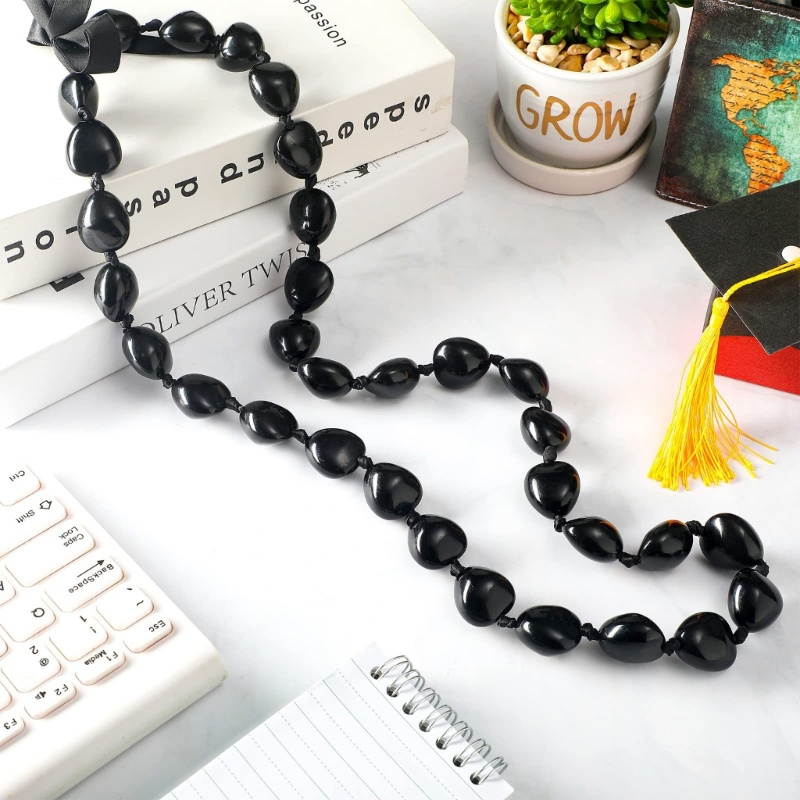 kukui-nuts-lei-necklace-graduation-class-of-2023-ริบบิ้นลูกปัด-สีดํา