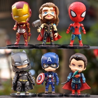 6 ชิ้น อะนิเมะ Marvel The Avengers เค้ก Topper ตุ๊กตาแอ็คชั่นตกแต่งเค้ก Spiderman Iron Man Captain America เด็กของเล่นของขวัญเบเกอรี่ตกแต่งเดสก์ทอป
