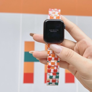 สายนาฬิกาข้อมือเรซิ่น ทรงสี่เหลี่ยม สีครีม สําหรับ Apple Watch Ultra 8 7 6 SE 5 4 3 2 1 ขนาด 42 44 45 49 มม. 38 40 41