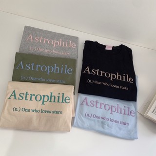 S069 เสื้อยืด oversize ผ้าคอตตอน สไตล์ minimal ปัก Astrophile