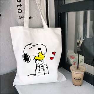 กระเป๋าสะพายไหล่ กระเป๋าถือ ทรงโท้ท ขนาดใหญ่ จุของได้เยอะ ลาย Snoopy Dog สไตล์คลาสสิก เหมาะกับการพกพาเดินทาง ไปโรงเรียน สําหรับสตรี UY5T