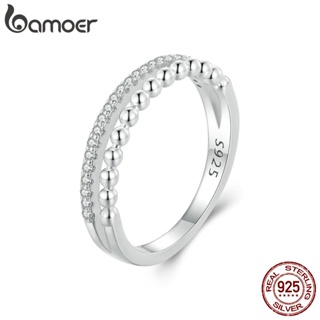 Bamoer แหวนเงินสเตอร์ลิง 925 สองชั้น ของขวัญวันเกิด สําหรับผู้หญิง