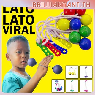 ของเล่น Lato Lato พร้อมที่จับ Viral 4ซม. Tek Tek/tok /Etek Old School Latto/pro-Clackers Ball Clack Bal Bri