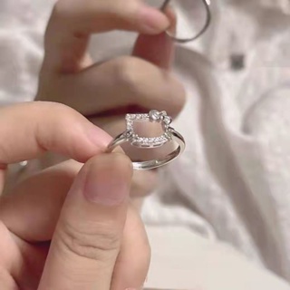 แหวนเงิน ลายการ์ตูนแมวน่ารัก ปรับได้ สไตล์เกาหลี ของขวัญให้เพื่อนสาว