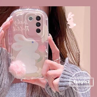 เคสโทรศัพท์มือถือ ลายการ์ตูนกระต่ายน่ารัก พร้อมจี้ปอมปอม สําหรับ Samsung A05 A05s A04 A14 A54 A34 A04s A13 A23 A53 A03 A03s A02s M02s A52 A72 A32 A22 A12 A71 A51 A50 A50s A30s A11