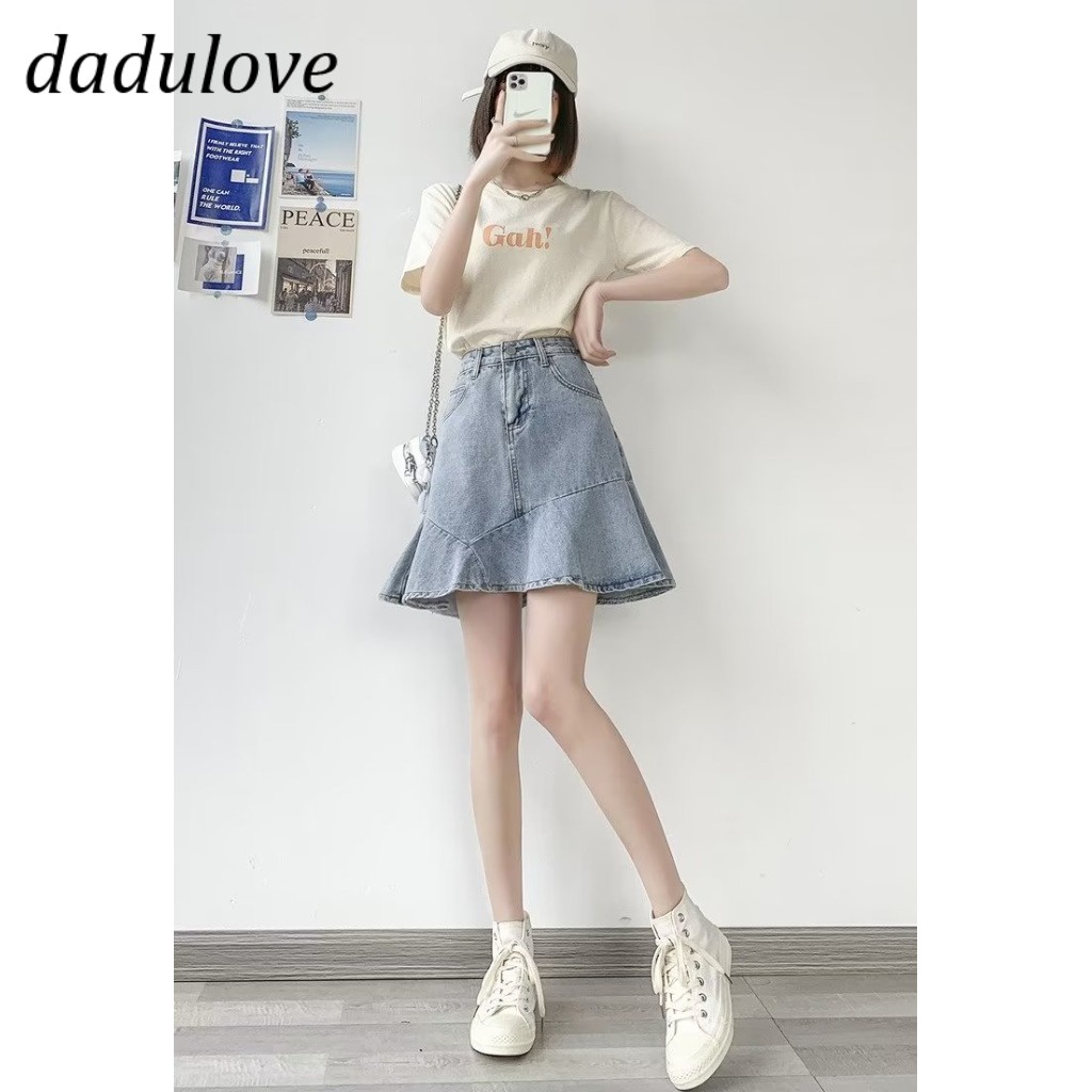 dadulove-new-korean-version-of-ins-retro-lotus-leaf-skirt-niche-high-waist-denim-skirt-a-word-skirt-bag-hip-skirt
