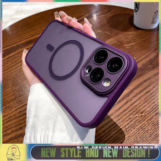 เคสโทรศัพท์มือถืออะคริลิค ขอบนิ่ม กันกระแทก กันรอยกล้อง สีม่วงเข้ม สําหรับ iPhone 14 13 12 11 Pro Max