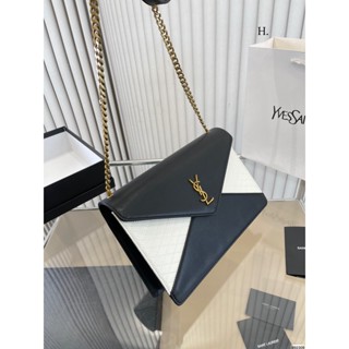 {YSL} 【พร้อมกล่อง】กระเป๋าสะพายไหล่ ทรงเมสเซนเจอร์ สีดํา และสีขาว เข้ากับทุกการแต่งกาย แฟชั่นคลาสสิก