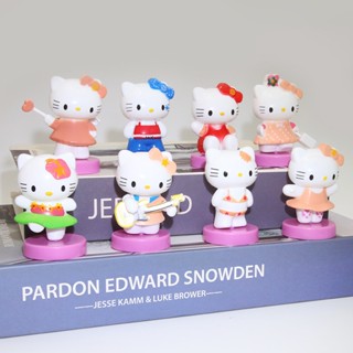 ตุ๊กตาฟิกเกอร์ Hello Kitty ขนาดเล็ก สําหรับตกแต่งเค้กวันเกิด เบบี้ชาวเวอร์ 8 ชิ้น