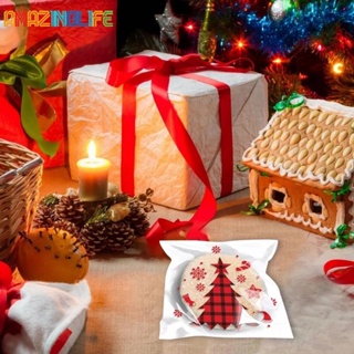 100 ชิ้น / เซต DIY คริสต์มาส ขนม คุกกี้ ถุงบรรจุภัณฑ์ มีกาวในตัว ปาร์ตี้ปีใหม่ อุปกรณ์ตกแต่งคริสต์มาส