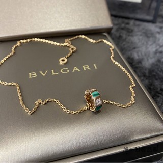 [พร้อมส่ง]Bvlgari  สร้อยคอ จี้กระดูกงู ประดับเพชร สีโรสโกลด์