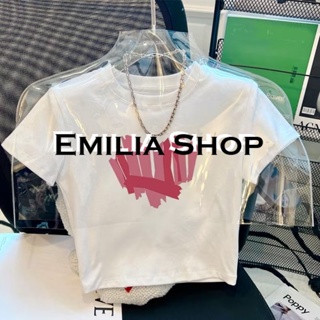 EMILIA SHOP ครอป เสื้อยืดผู้หญิง สไตล์เกาหลี A99J1E0