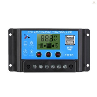 Fw อุปกรณ์ควบคุมการเก็บประจุพลังงานแสงอาทิตย์ 20A 12 24V Dual USB หน้าจอ LCD