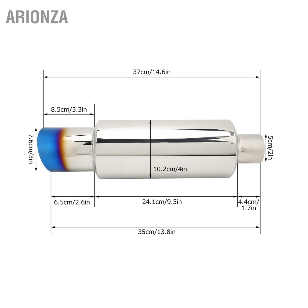 arionza-ท่อไอเสียรถยนต์ท่อไอเสียสแตนเลส-silencer-2in-inlet-3in-outlet-universal-สำหรับรถยนต์