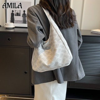 AMILA กระเป๋าสะพายลายวรรณกรรมและลำลอง กระเป๋าใต้วงแขนแฟชั่นสไตล์เกาหลี การเดินทางที่มีความจุสูง