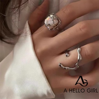 แหวนโลหะ ประดับไข่มุกน้ําจืด สไตล์เกาหลี แฟชั่นสําหรับผู้หญิง