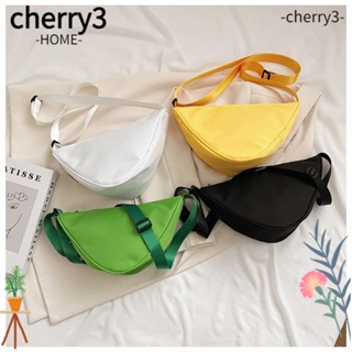 Cherry3 กระเป๋าถือ กระเป๋าสะพายไหล่ ผ้าไนล่อน ทรงสามเหลี่ยม จุของได้เยอะ สีพื้น สําหรับเดินทาง