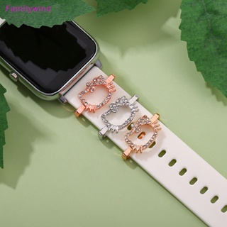 Familywind&gt; สายนาฬิกาข้อมือซิลิโคน ลายการ์ตูนแมว และโบว์น่ารัก สําหรับ Apple