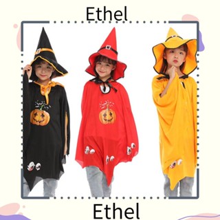 Ethel1 เสื้อคลุมฟักทอง แม่มด หมวกฟักทองน่ารัก คอสเพลย์ฮาโลวีน สําหรับเด็ก