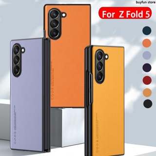 For Samsung Galaxy Z Fold5 Fold 5 5G 2023 Protect Case Plain Leather Back Cover