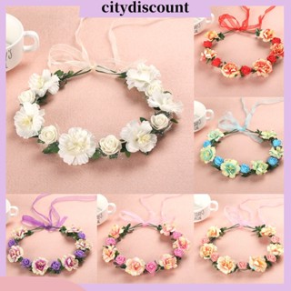 &lt;citydiscount&gt; ที่คาดผม รูปมงกุฎดอกไม้ประดิษฐ์ สามารถปรับได้ เหมาะกับงานแต่งงาน สําหรับผู้หญิง