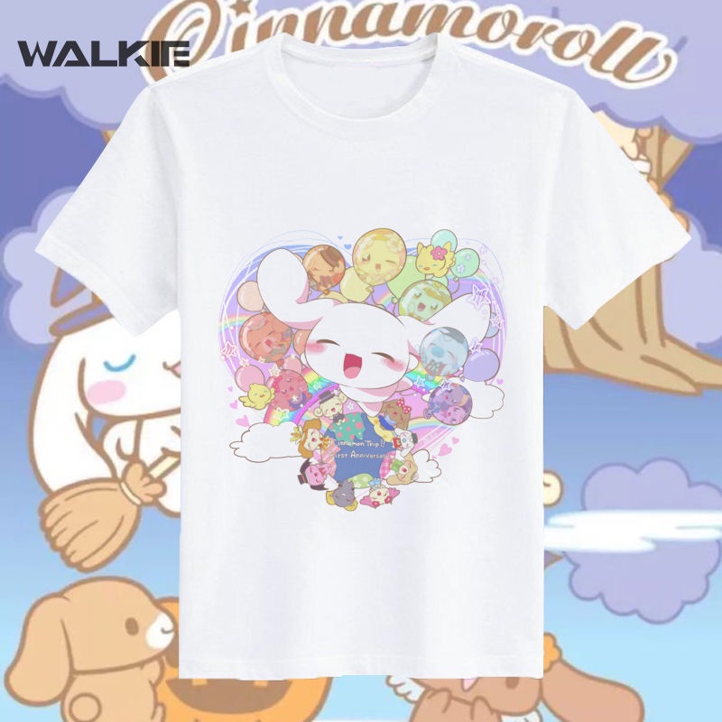 walkie-เสื้อยืดแขนสั้นลําลอง-พิมพ์ลายการ์ตูนอนิเมะ-cinnamoroll-kawaii-เสื้อยืดเด็กผู้หญิง