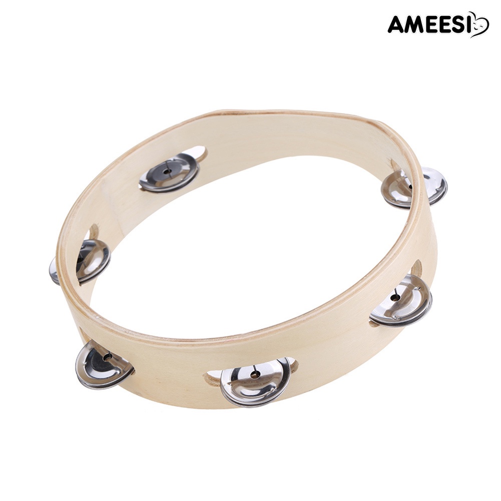 ameesi-กระดิ่งแทมบูรีนไม้-แถวเดียว-เครื่องดนตรี-สําหรับเด็ก-8-นิ้ว