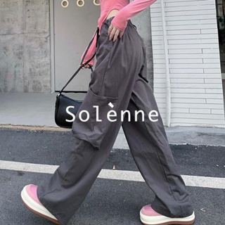 Solenne  กางเกงขายาว คาร์โก้ กางเกง ย้อนยุค 2023 NEW Comfortable ins สไตล์เกาหลี ทันสมัย A93L0GN 36Z230909