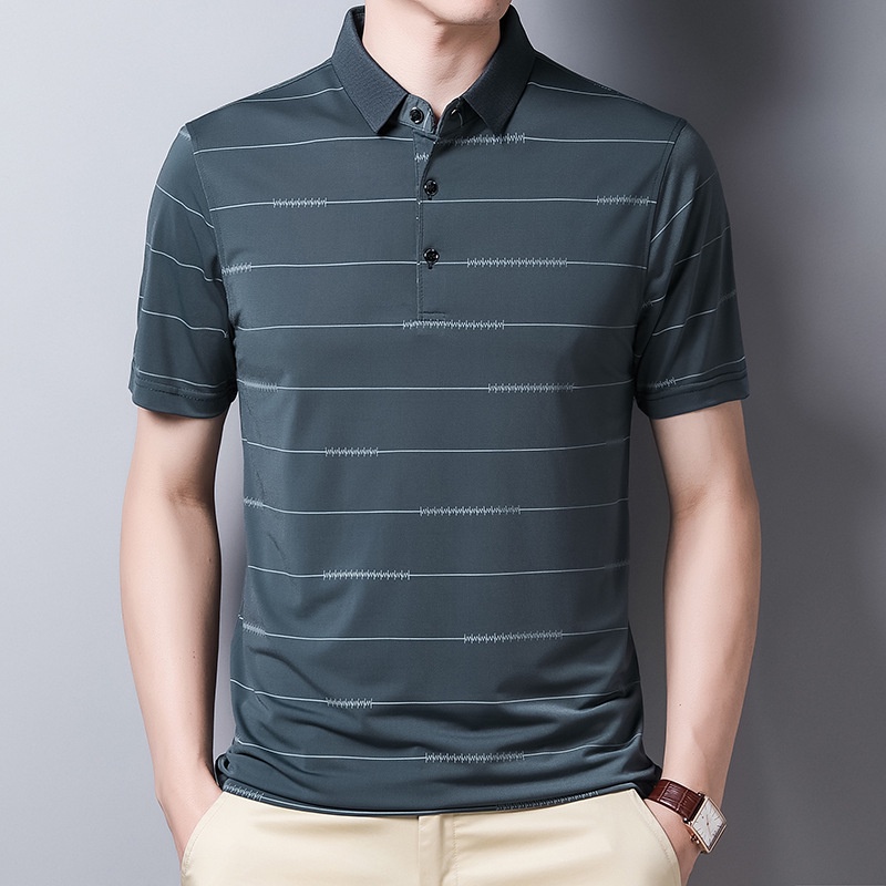 spot-high-quality-striped-polo-shirts-for-mens-middle-aged-dads-wear-short-sleeved-t-shirts-ice-silk-lapel-tops-tee-loose-summer-clothes-paul-shirts-business-and-leisure-mens-wear