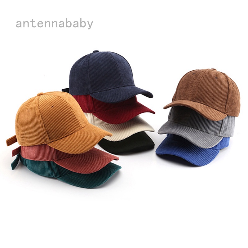 หมวกเบสบอล-ผ้าลูกฟูก-ป้องกันแดด-สีพื้น-แฟชั่นสําหรับผู้หญิง