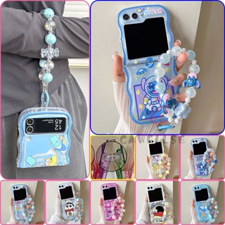 เคสโทรศัพท์ซิลิโคน TPU แบบนิ่ม พร้อมสายคล้องข้อมือ สําหรับ Samsung Galaxy Z Flip 5 Z Flip 4 Z Flip 3