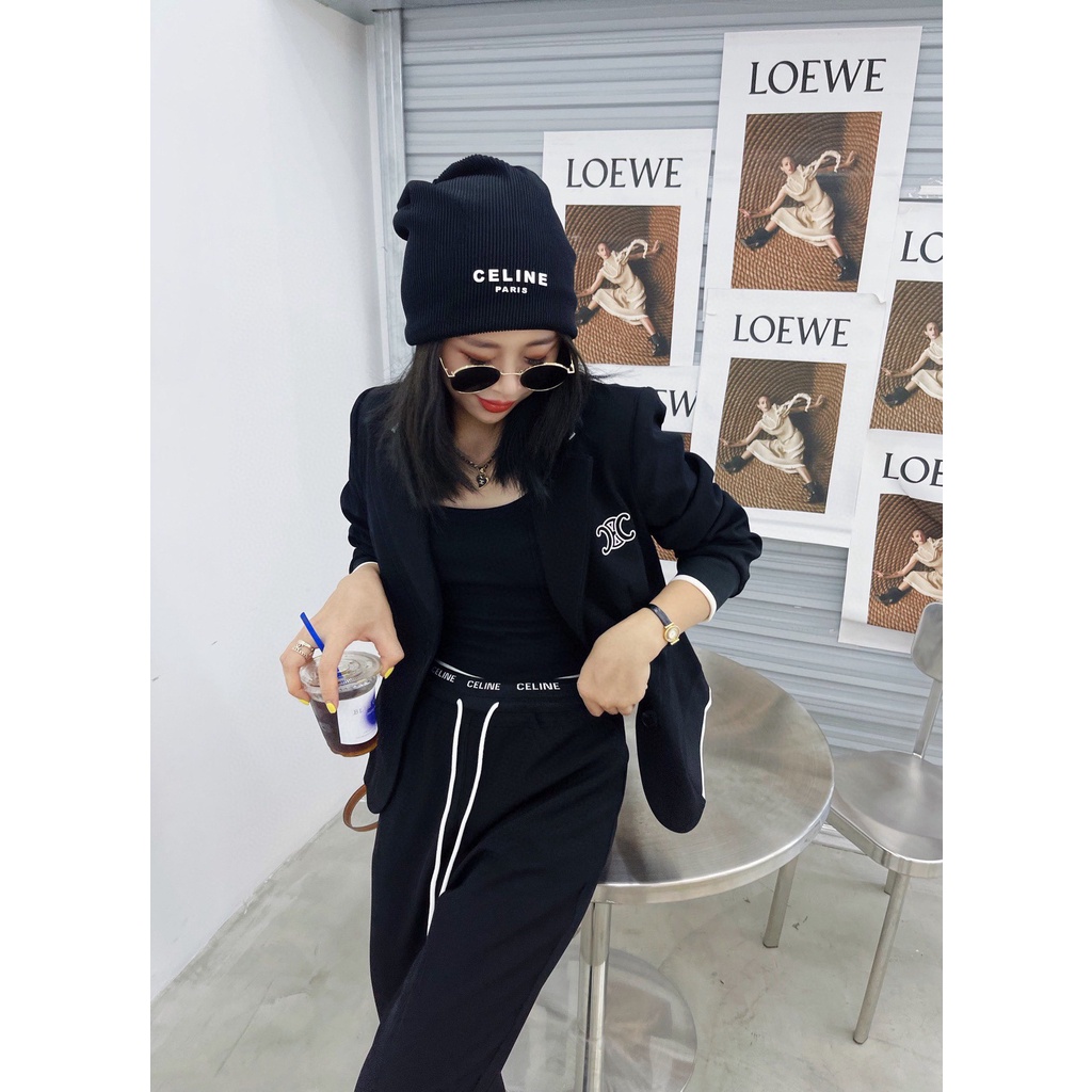 wpxb-cel-beaute-2023-autumn-and-winter-new-letter-embroidery-logo-suit-jacket-ribbon-letter-logo-casual-pants-fashion-suit
